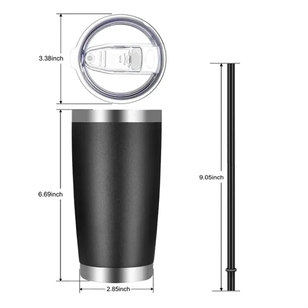 20oz. Insulated Stainless Steel Tumbler With Lid And Straw