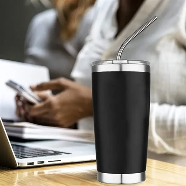 20oz. Insulated Stainless Steel Tumbler With Lid And Straw