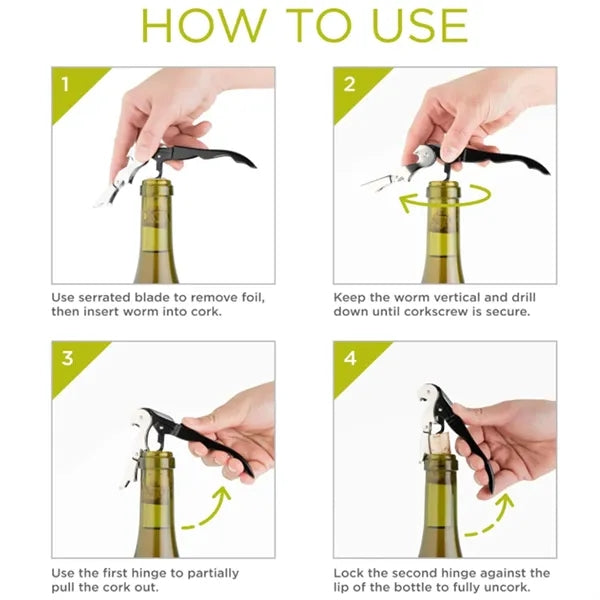 Portable Hinge Wine Bottle Opener With Corkscrew Cutter Tool