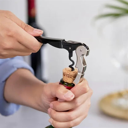 Portable Hinge Wine Bottle Opener With Corkscrew Cutter Tool