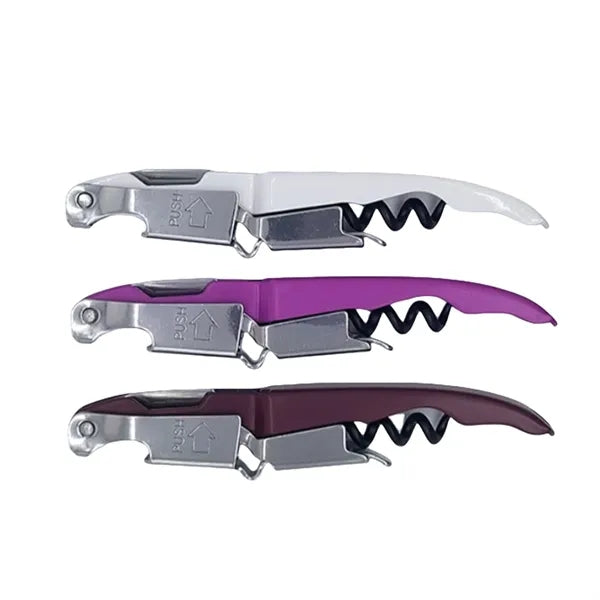 Portable Hinge Wine Bottle Opener With Corkscrew Cutter Tool