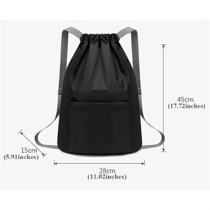 Lightweight Drawstring Backpack With Front Pocket For Sports