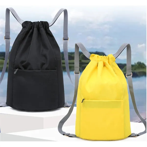Lightweight Drawstring Backpack With Front Pocket For Sports