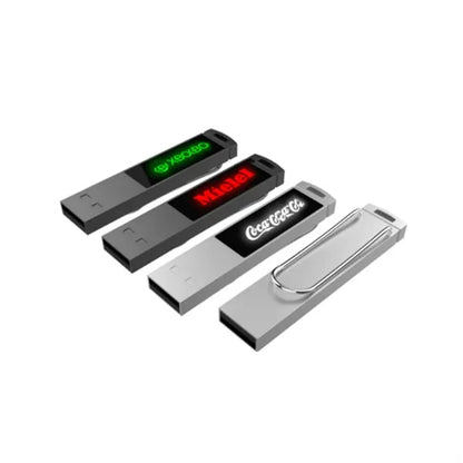 LED Logo Flash Drive Bookmark Clip USB Stick With Metal Hous