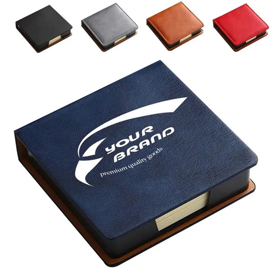PU Leather Sticky Note Holder with Refillable Memo Pad