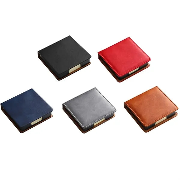 PU Leather Sticky Note Holder with Refillable Memo Pad