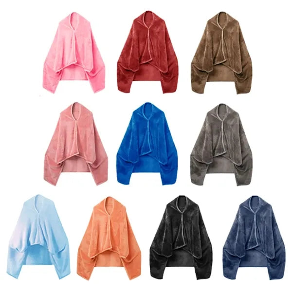 Eco-Friendly Wearable Fleece Blanket with Snap Closure