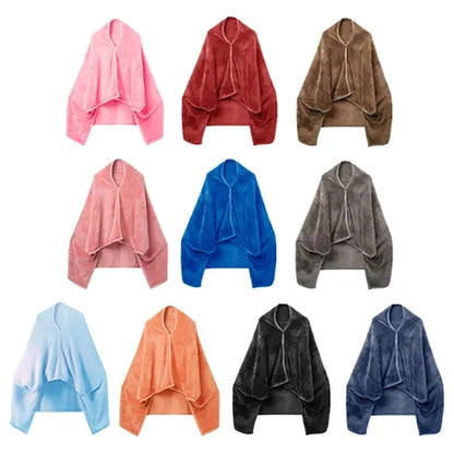 Eco-Friendly Wearable Fleece Blanket with Snap Closure
