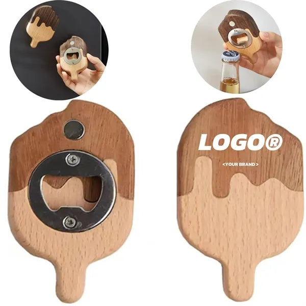 Wooden Shape Bottle Opener With Stainless Steel Insert