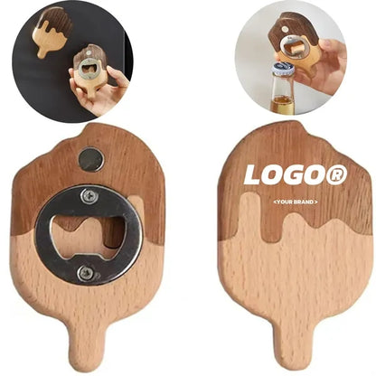 Wooden Shape Bottle Opener With Stainless Steel Insert