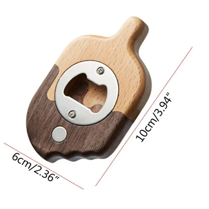 Wooden Shape Bottle Opener With Stainless Steel Insert