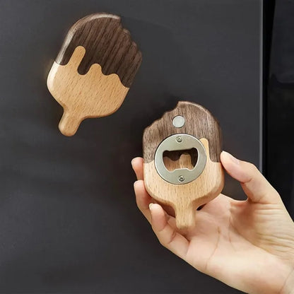 Wooden Shape Bottle Opener With Stainless Steel Insert