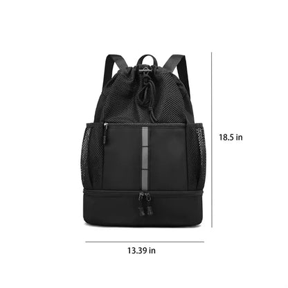Drawstring Backpack With Shoe Compartment Wet Dry Separation