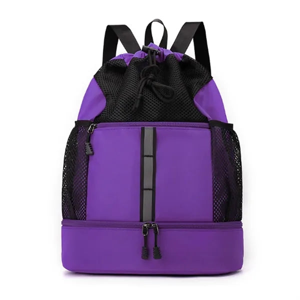 Drawstring Backpack With Shoe Compartment Wet Dry Separation