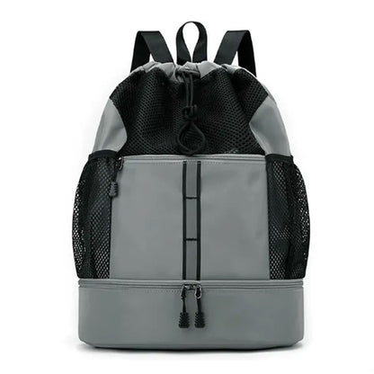 Drawstring Backpack With Shoe Compartment Wet Dry Separation