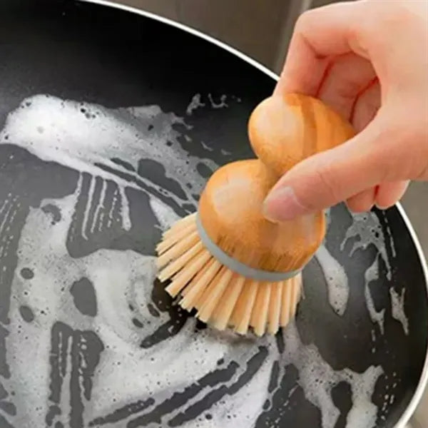Eco-Friendly Wooden Dish Scrub Brush with Natural Bristles