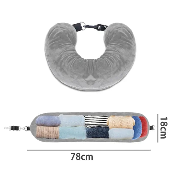 Travel Pillow with Storage  Fillable Packing Neck