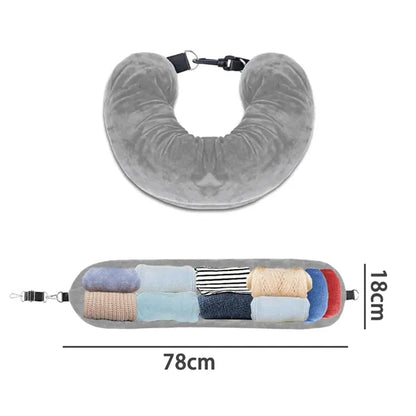Travel Pillow with Storage  Fillable Packing Neck