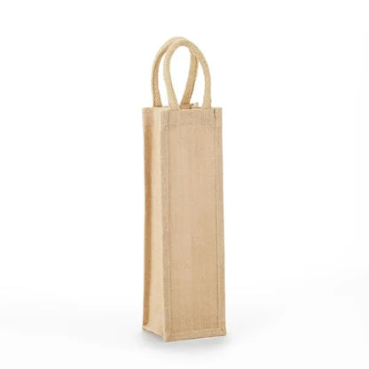 Eco-Friendly Jute Bag with Clear Front for Single Bottle