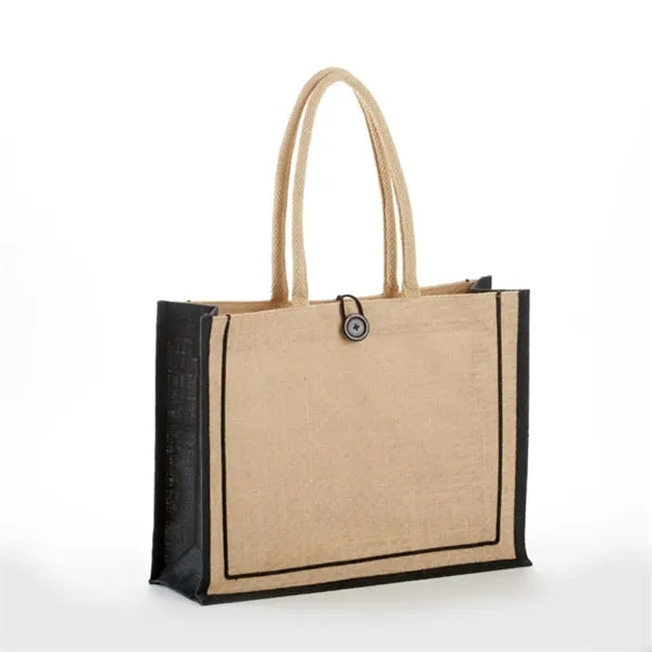 Jute Tote with Cotton Handles & Secure Closure