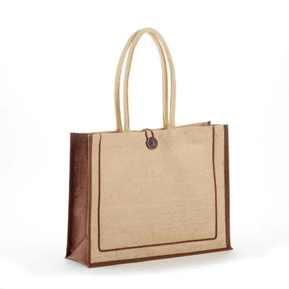 Jute Tote with Cotton Handles & Secure Closure