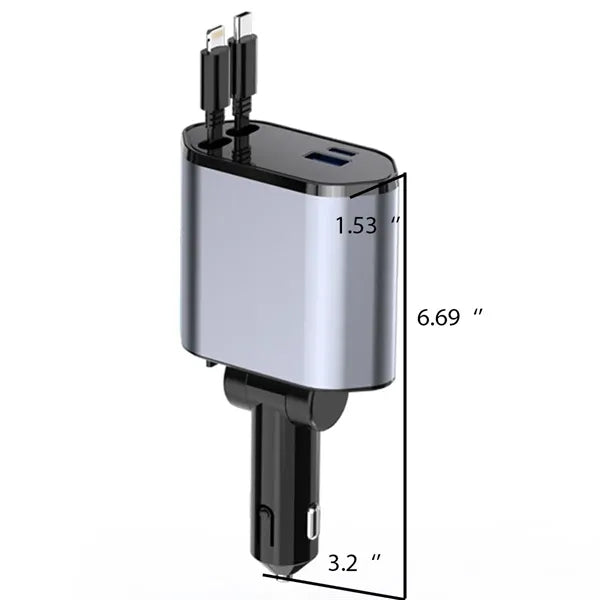 120W Fast Charging Retractable Car Charger