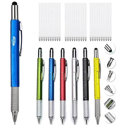 6 in 1 Multitool Tool Ballpoint Pen with Ruler Levelgauge