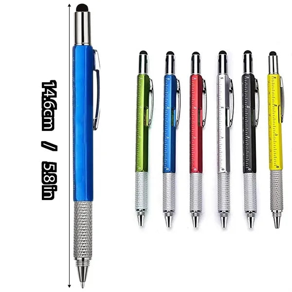 6 in 1 Multitool Tool Ballpoint Pen with Ruler Levelgauge