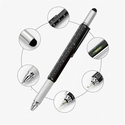 6 in 1 Multitool Tool Ballpoint Pen with Ruler Levelgauge