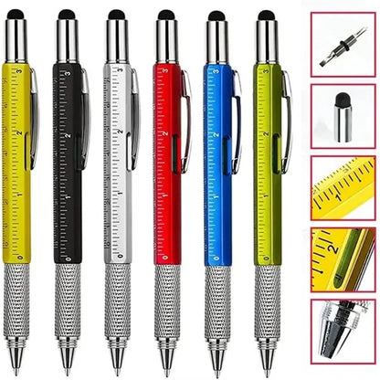 6 in 1 Multitool Tool Ballpoint Pen with Ruler Levelgauge