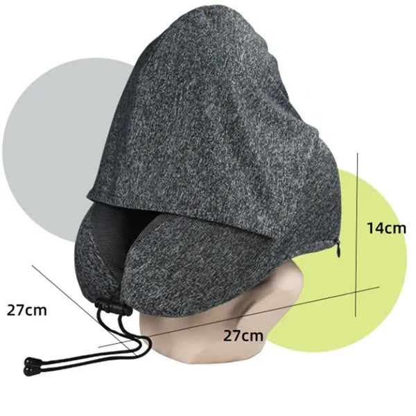 Travel Neck Removable Memory Cotton Hooded U Shaped Pillow