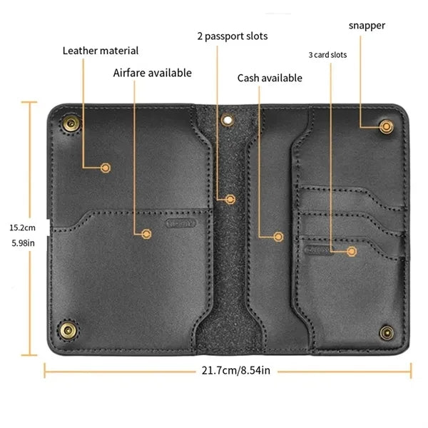 Genuines Leather Unisex Travel Wallet Passport Holder Case