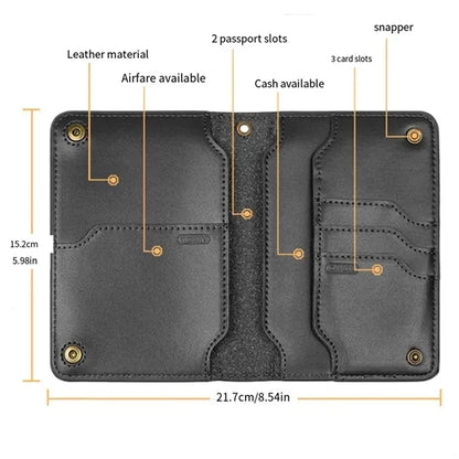 Genuines Leather Unisex Travel Wallet Passport Holder Case