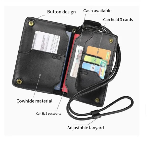 Genuines Leather Unisex Travel Wallet Passport Holder Case