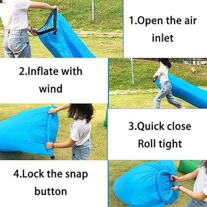 Portable Inflatable Pillow-Headrest Lounger Air Sofa Hammock