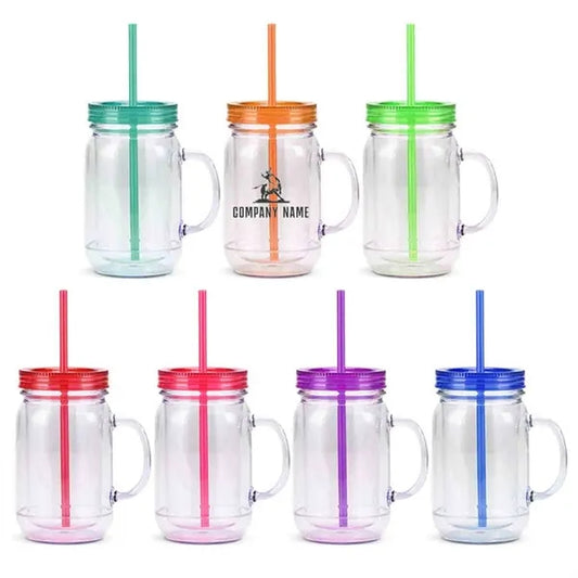 16OZ Plastic Cup with Handle & Straw