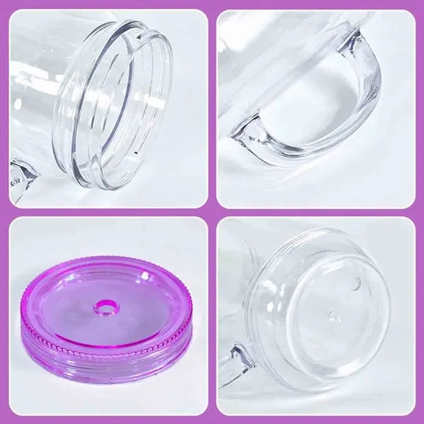 16OZ Plastic Cup with Handle & Straw