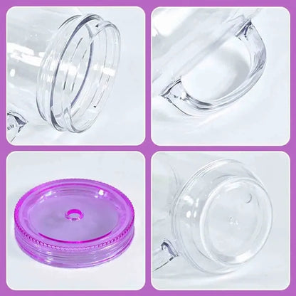 16OZ Plastic Cup with Handle & Straw