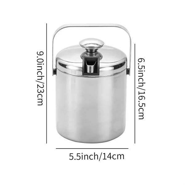 Portable Double Wall Ice Bucket with Tong,