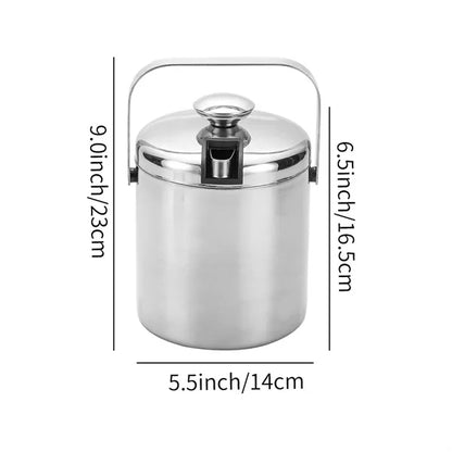 Portable Double Wall Ice Bucket with Tong,