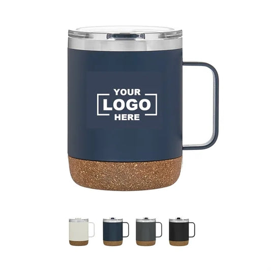 12 oz Matte Cork Base Mug With Handle Lid