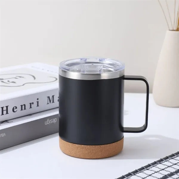 12 oz Matte Cork Base Mug With Handle Lid