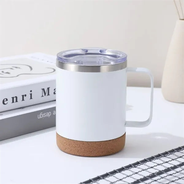 12 oz Matte Cork Base Mug With Handle Lid