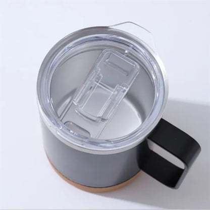 12 oz Matte Cork Base Mug With Handle Lid