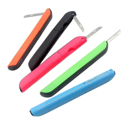 Portable 4 in 1 Ballpoint Pen With Ruler Scissors Art Knife