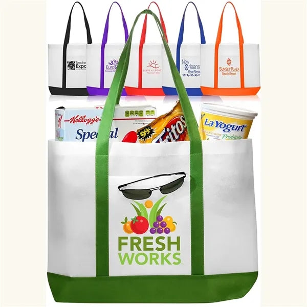 Non-woven Trim Color W/ Gusset Tote Bag (18"x15"x6")