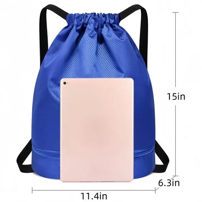 Sports Drawstring Shoes Pocket Waterproof Swim Gym Bag