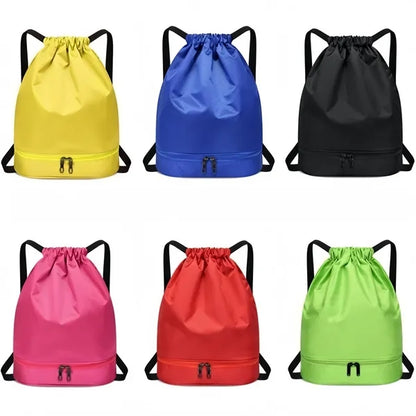 Sports Drawstring Shoes Pocket Waterproof Swim Gym Bag