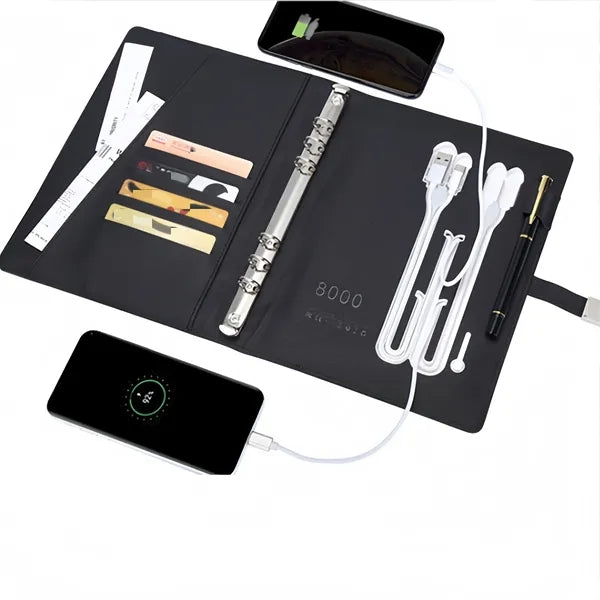 8000ma Power Bank/8G USB Flash Driver A4 Charging Padfolio
