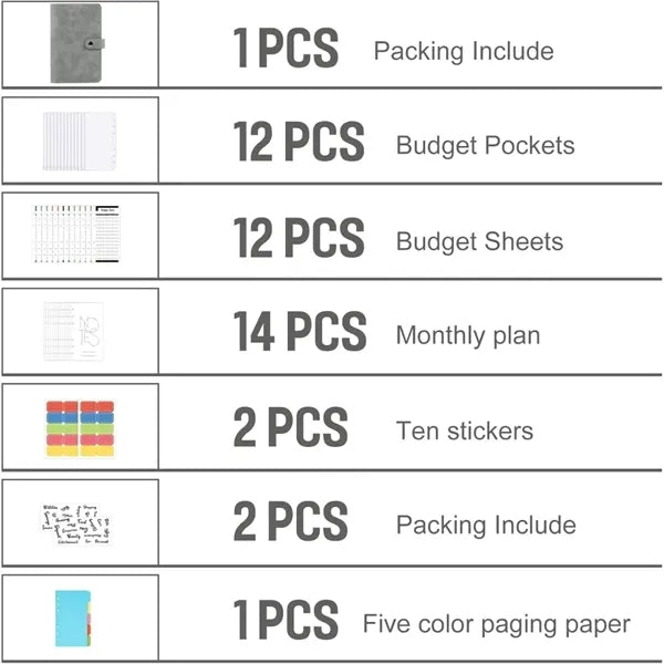 A6 Binder PU Soft Leather Notebook Cash Budget Hand Account